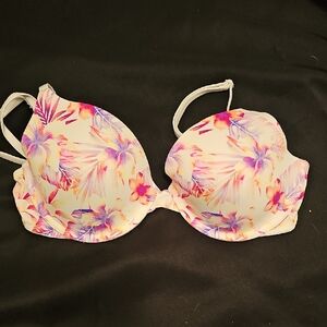 Vibrant Floral Bra with Purple and Pink Hues